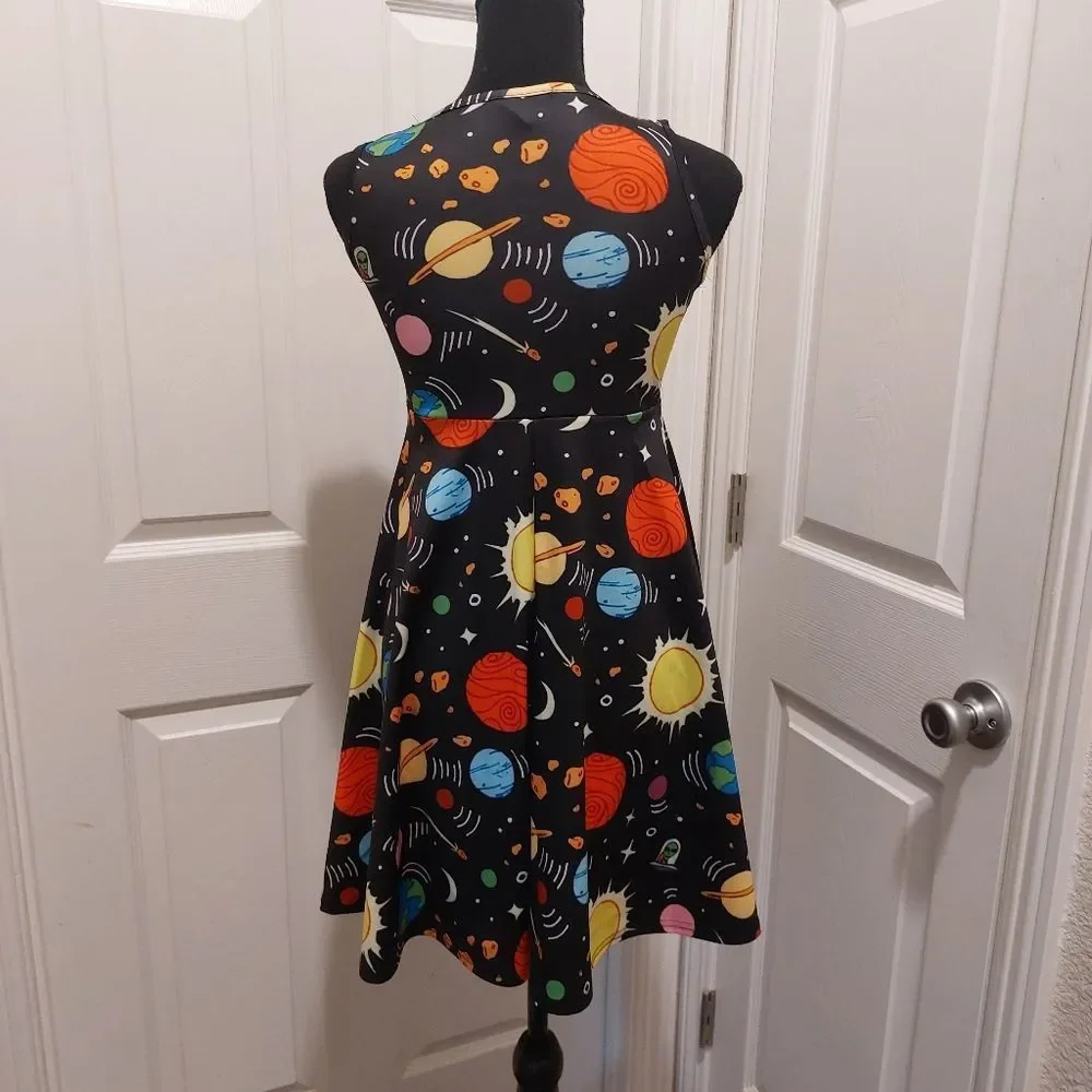 Funnycokid Girls Solar System Theme With Et. Sleeves Dress szXL - Picture 5 of 6
